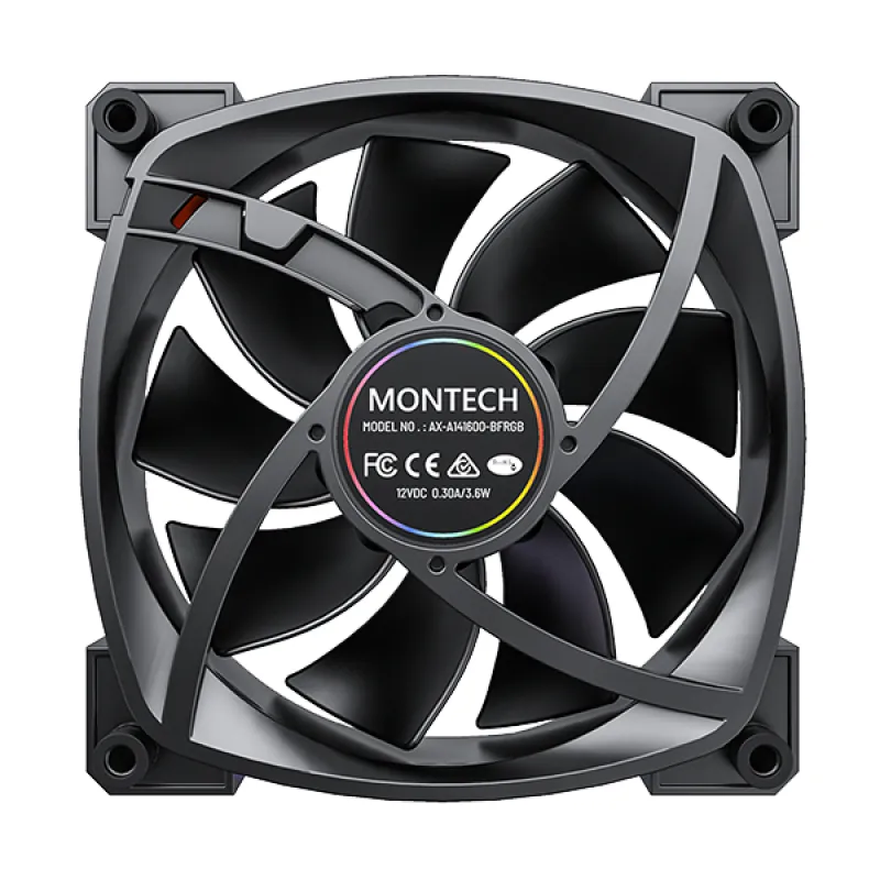 Montech AX140 PWM ARGB Fan, Rifle Bearing, 140mm, Black - Multitronic